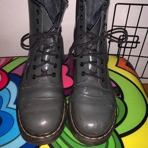 Grey Patent Leather Doc Martens
